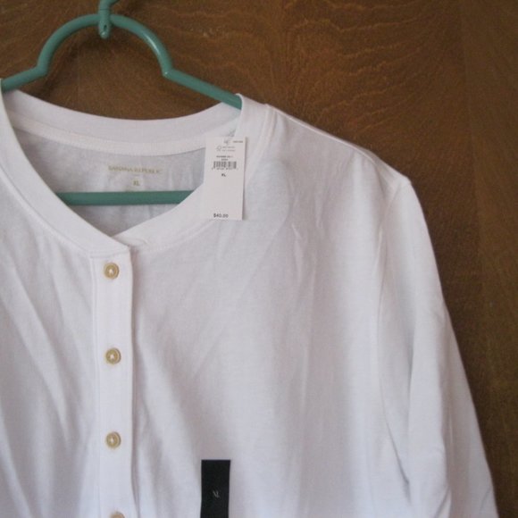 Banana Republic Factory Heritage Elbow-Sleeve Henley - White - XL - NWT - Picture 3 of 6